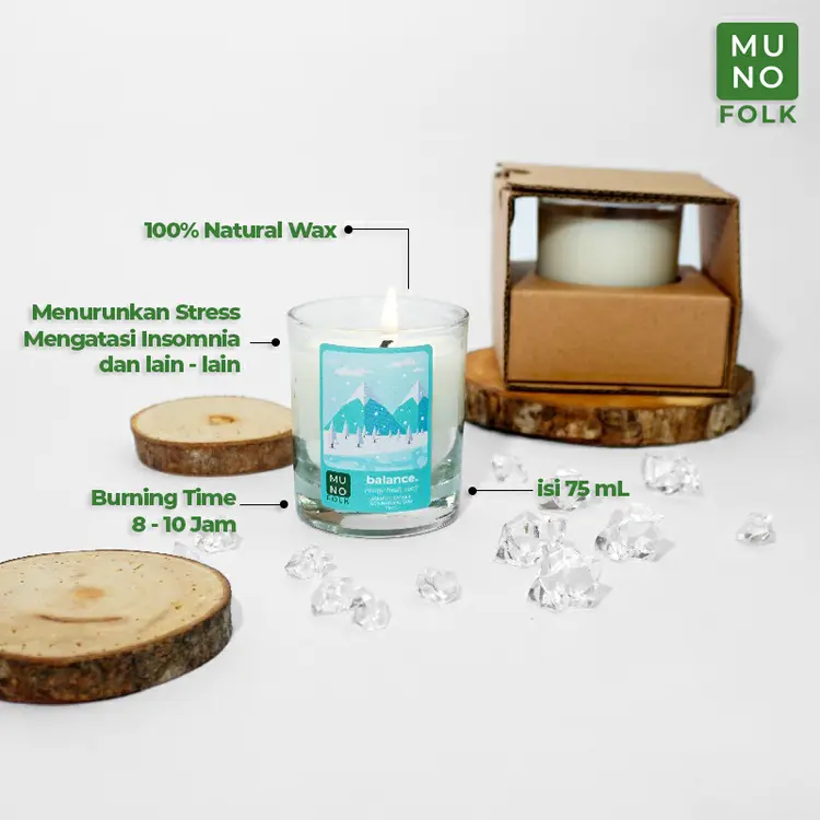 MUNO FOLK Lilin Aromaterapi 75 ML Pengharum dan Relaksasi Scented Candle Soybean Wax