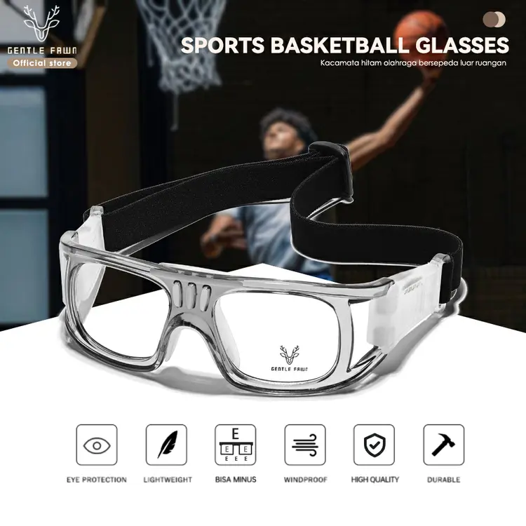 Gentle Fawn Frame Kacamata Sporty olahraga bola basket tenis sepak bola Bahan TR90 Lentur Strap Adjustable Bisa Minus Fashion Wanita dan Pria 072