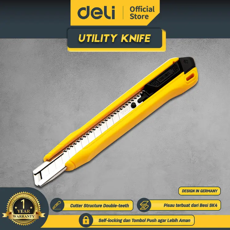 Deli Utility Knife / Cutter Pisau SK4 Auto-Lock EDL009B