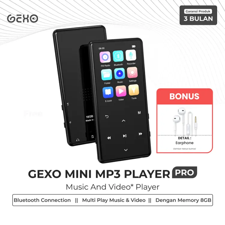 GEXO MP3 PRO Digital Audio Video Player 1.77 Inch Bluetooth 4.2 500mAh