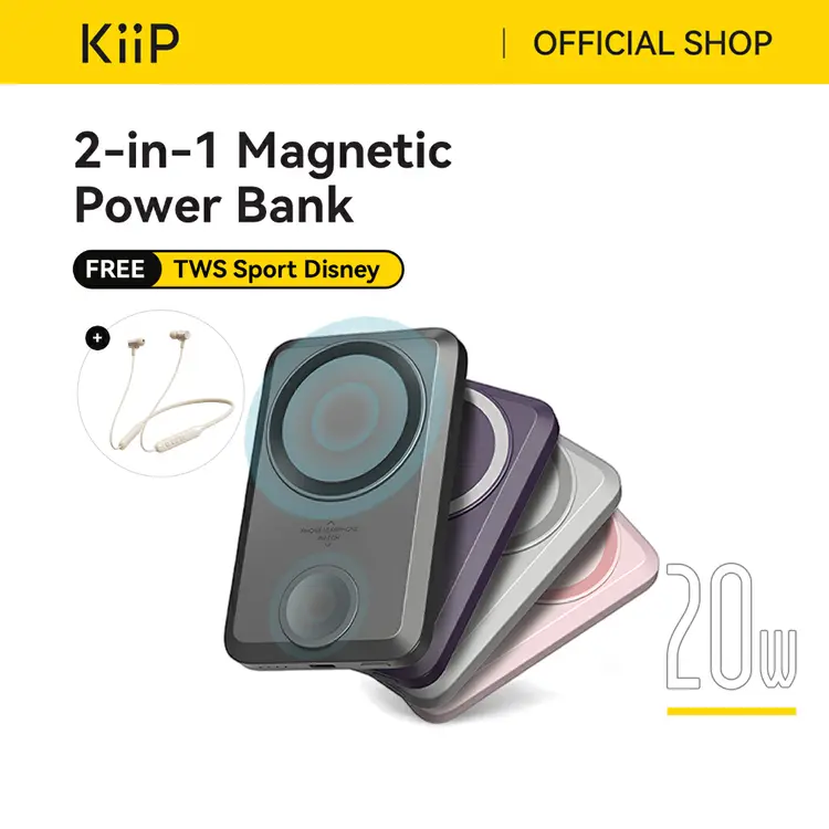 KiiP Wireless EW31 2in1 Power Bank Wireless Magnetic Powerbank Iwatch 10000 mAh Type C PD Fast Charging