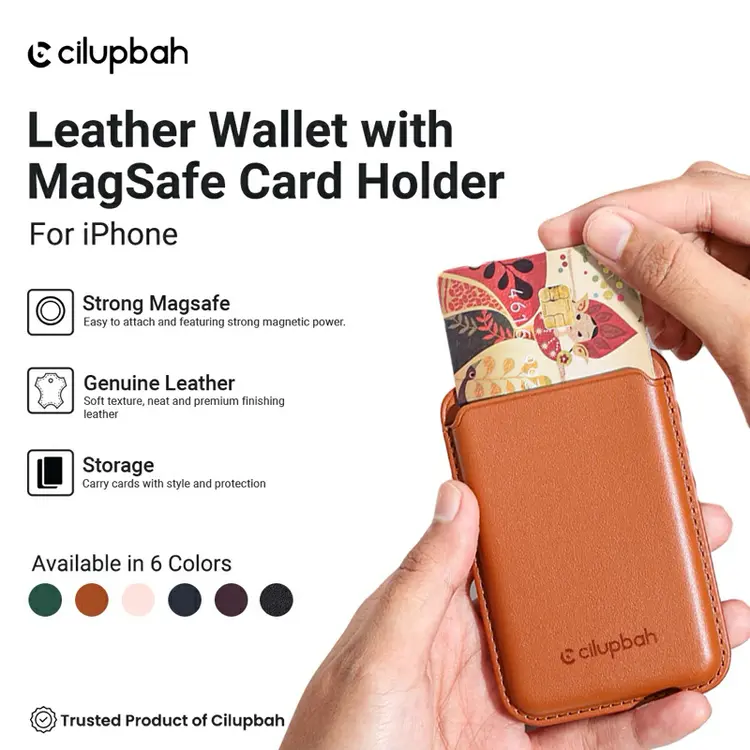 CILUPBAH Leather Card Wallet with Magnetic for All Phone Support Magsafe