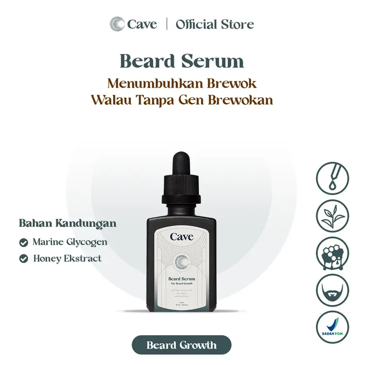 CAVE Beard Serum 30 ml - Penumbuh & Pelebat Brewok Kumis Jenggot Jambang Pria