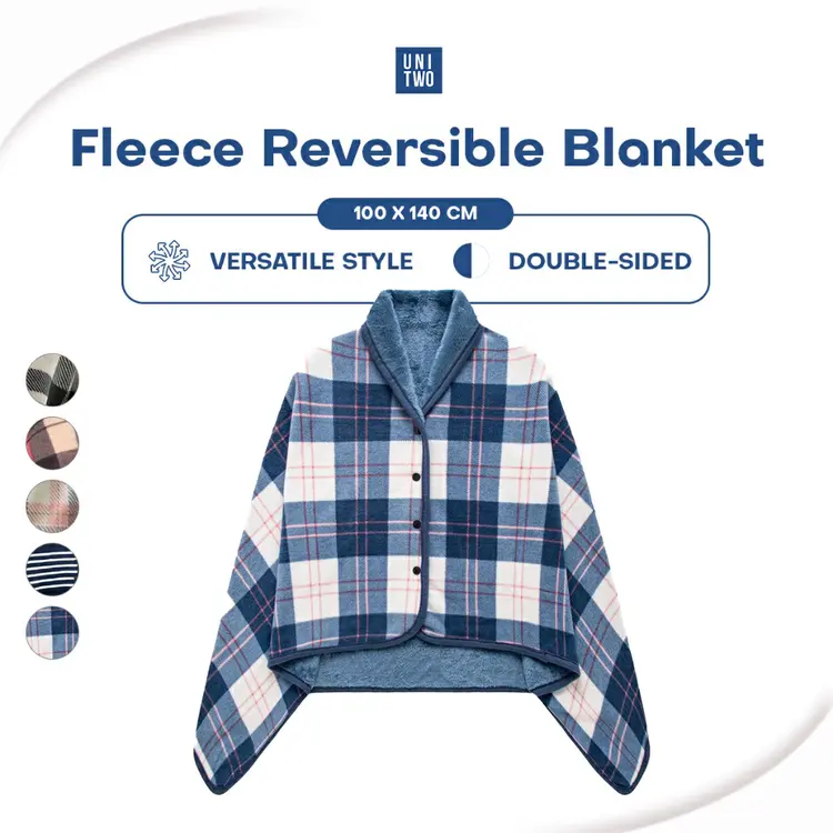 UNITWO Fleece Reversible Blanket JAKET SELIMUT | Selimut Kantor Sekolah Multifungsi, Lembut, Ringan, Hangat, Stylish, Nyaman