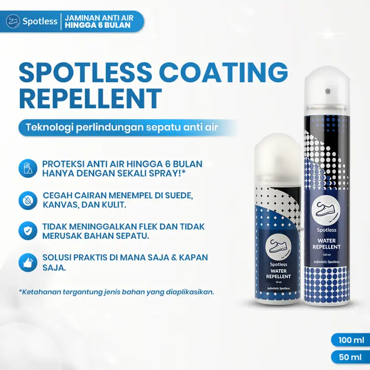 Spotless Spray Anti Air Sepatu Nano Coating - Pelindung Waterproof Sepatu & Tas, Anti Basah Hujan Noda Permanen
