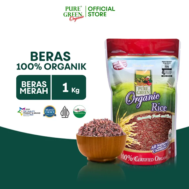 PureGreen Organic Rice Beras Organik Beras Merah 1 kg