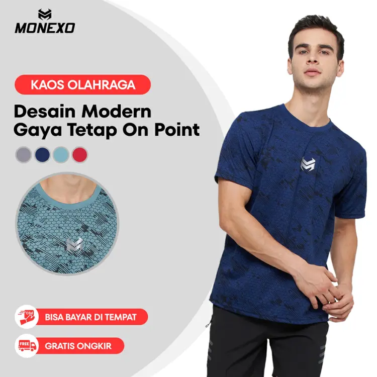 Monexo - Kaos Olahraga Pria Atasan Olahraga Jersey Olahraga Running Baju Trainning MN13