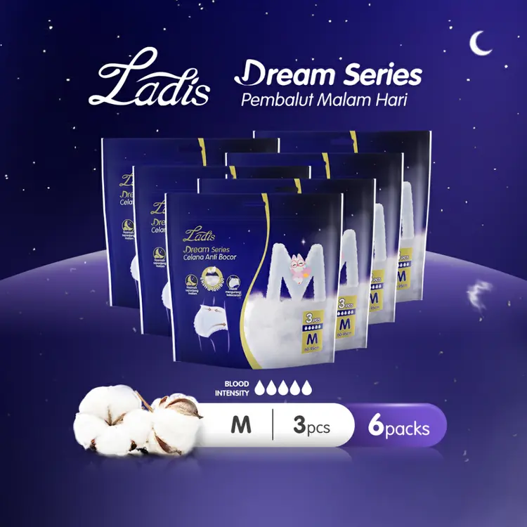 [6 PACK] LADIS Pembalut Celana Menstruasi Size M/L