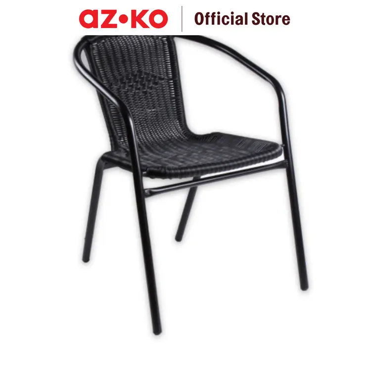 AZKO Soleil Kursi Teras Anyaman - Hitam Balcony Chair Kursi Outdoor Serbaguna Furniture Rumah Tempat Duduk Kursi Halaman Balkon