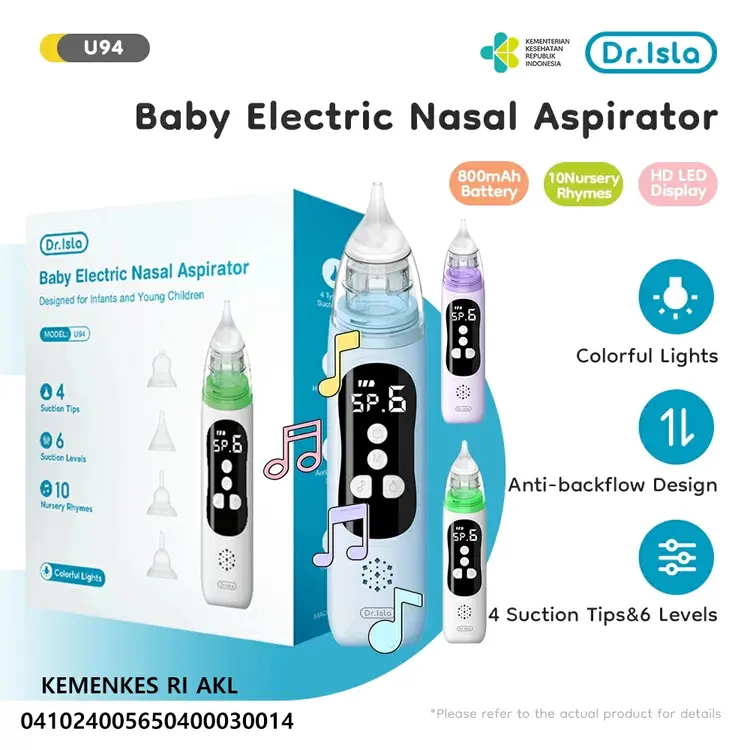 Dr.isla Penyedot Ingus Bayi Sedot Ingus Bayi Baby Nasal Aspirator Alat Elektrik Portabel Isi Ulang U94