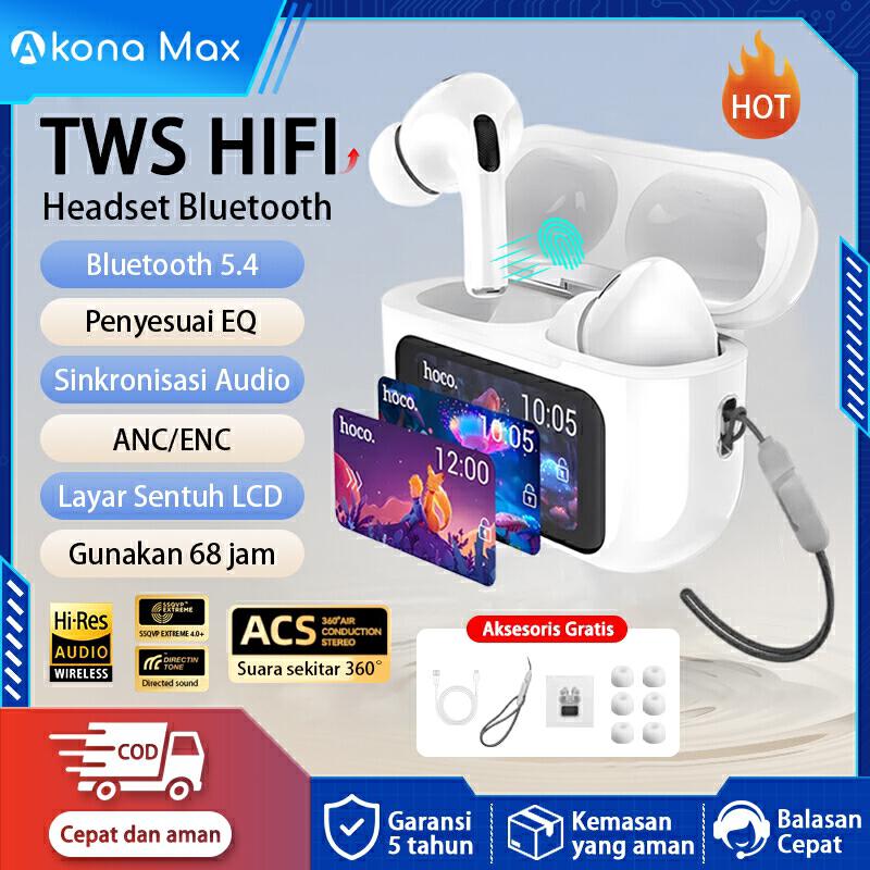 Product image Akona TWS Headset Earphone Bluetooth Wireless Super Full Bass Type-c ANC/ENC Suara Sekitar 360° Layar Sentuh LCD Active Noise reduction IPX5 Tahan Air(Free 1 Lanyard + 6 Earplugs) 1