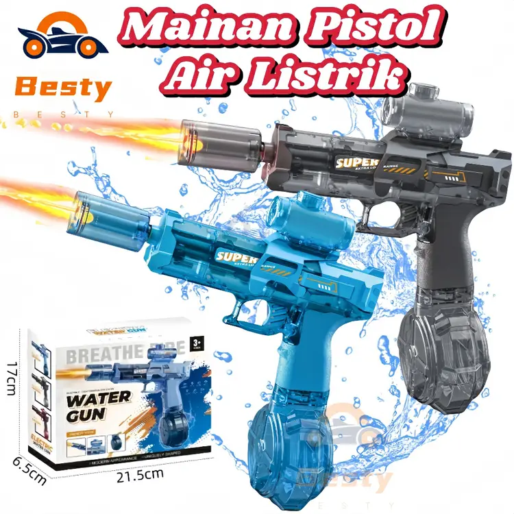 Besty Mainan Pistol Air Listrik Mainan Pistol Air Tembakan Anak Besar dengan Efek Cahaya
