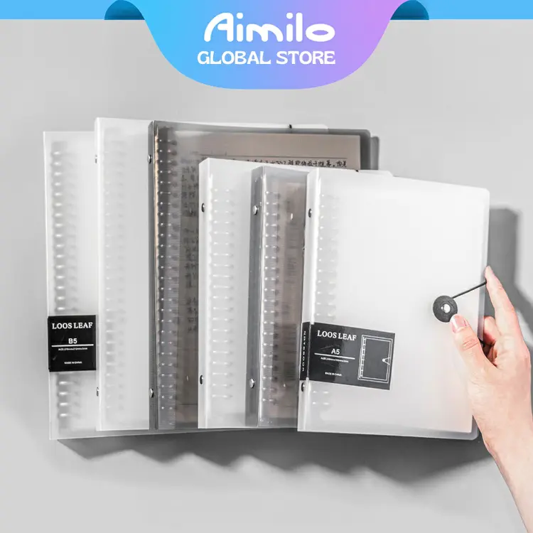 Aimilo Binder A5/B5 Buku Binder Aesthetic Transparan Hitam Putih Notebook Aesthetic Korea