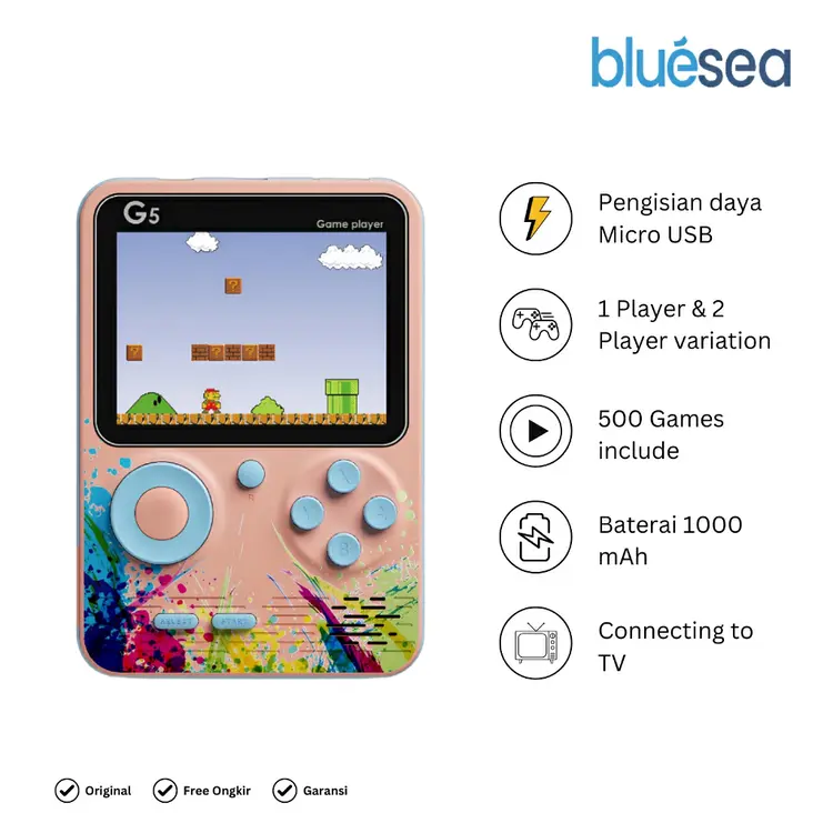 BLUESEA Game Boy Game Bot Gameboy Console Portable Built-in Clasic 500 Games Connect to TV