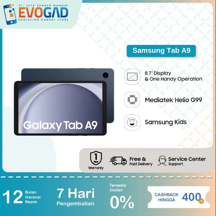 Samsung Galaxy Tab A9 4/64GB & A9+ 4/64GB, Android 13, One UI 5.1 | Garansi Resmi SEIN 1 Tahun