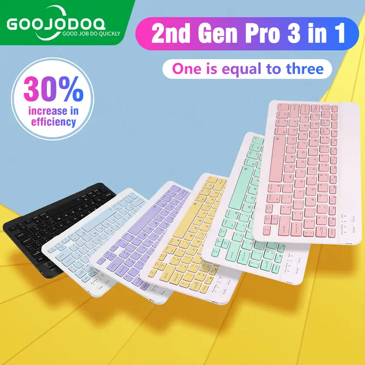 Goojodoq 2nd gen Pro 10 Inch 3 in 1 Wireless Bluetooth Keyboard Touch keyboard Lightweight For iPad Samsung Xiaomi iPhone