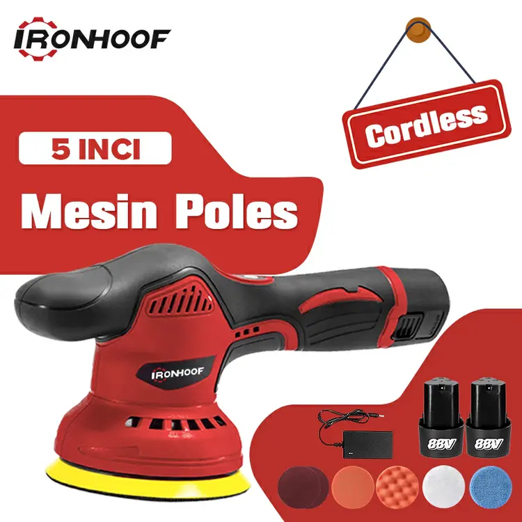 IRONHOOF 88V Mesin Poles 5" Polisher Machine Cordless Mesin Polisher