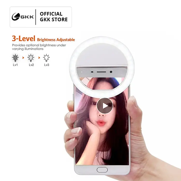 GKK Selfie Ring Light Mini LED Tipe Jepit Flash Untuk Kamera Hp