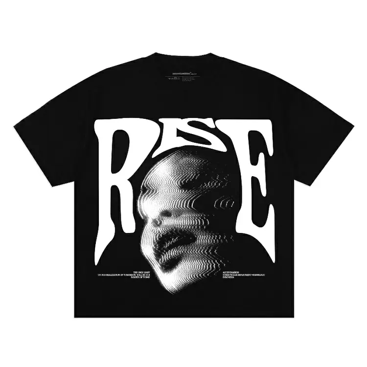 AccentAmbios Kaos Boxy Oversized Tshirt Rise Black Unisex - Cotton Combed 20s
