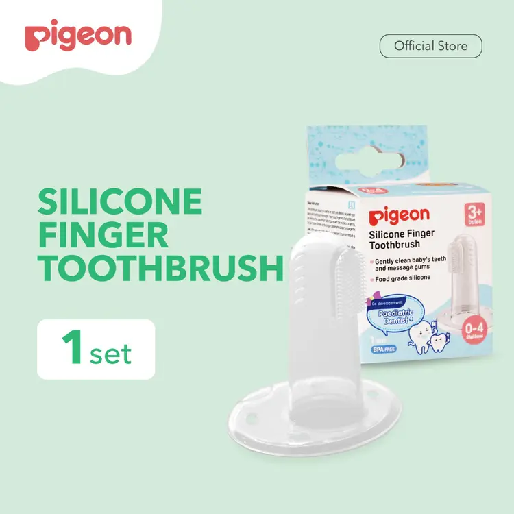 Pigeon Silicone Finger Toothbrush  | SIKAT GIGI BAYI | SIKAT PEMBERSIH LIDAH BAYI LEMBUT |3+ BULAN| BPA FREE
