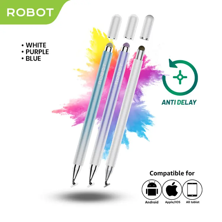 ROBOT RSP01 Stylus Pen Universal 2 in 1 Kompatibel Untuk Android IOS Semua Jenis Tablet Original - Garansi 1 Tahun