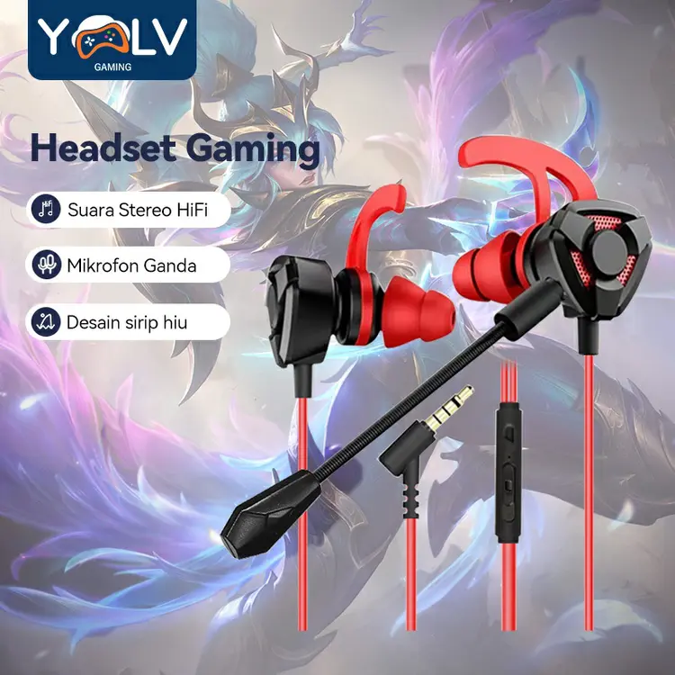 YLV Headset gaming Original 3.5mm Earphone In-ear Universal Earphones for Handphone Smartphone
