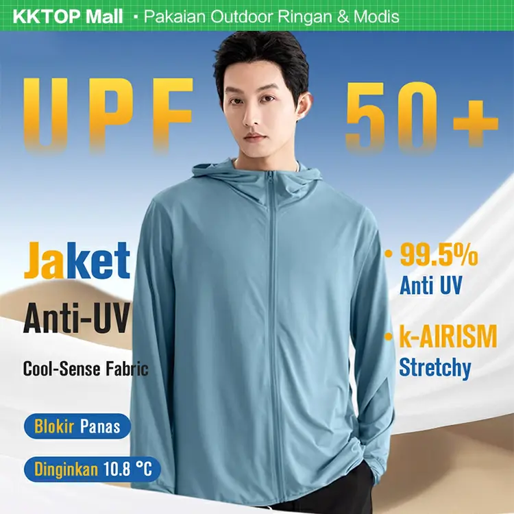 KKTOP Jaket Olahraga Anti UV Pria Baju Olahraga UPF50+ Breathable Outdoor Sport (M001)