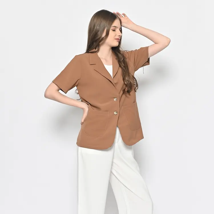 QUEENTIN Blazer Wanita Casual 6861 Twill Tory-B Polos Lengan Pendek