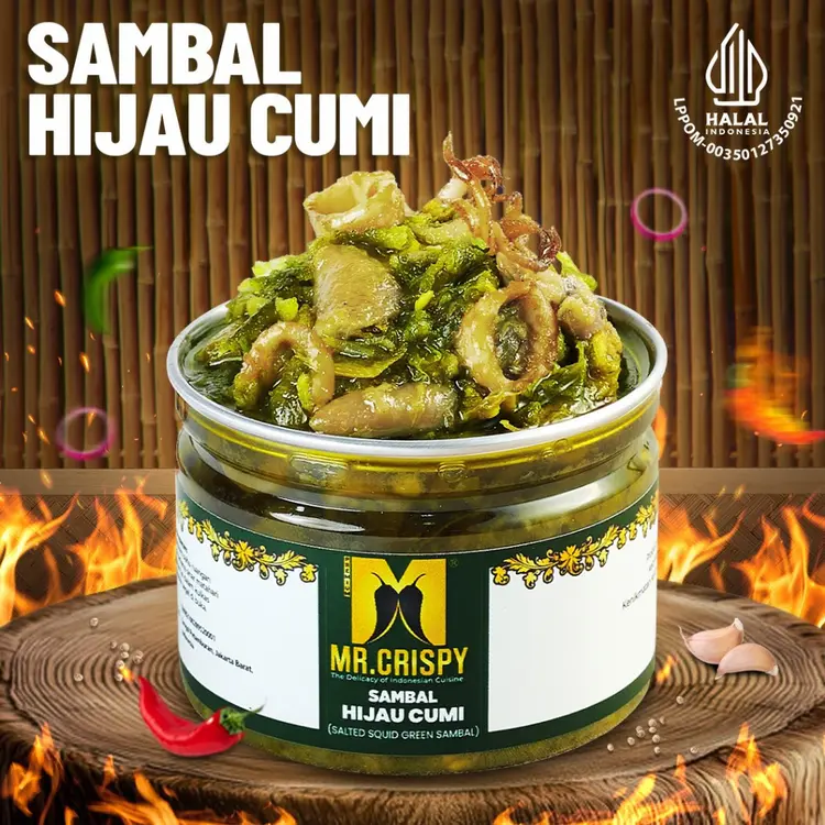 Sambal Hijau Cumi/Sambal hijau Cumi Viral Mr. Crispy – Lauk Instan Tahan Lama Siap Makan