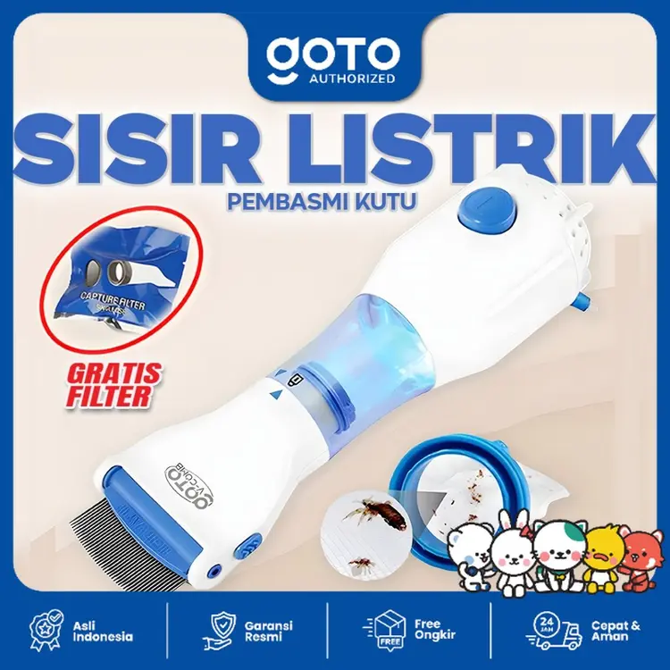 Goto Sisir Rambut Penghilang Kutu Elektrik Vacuum V-Comb