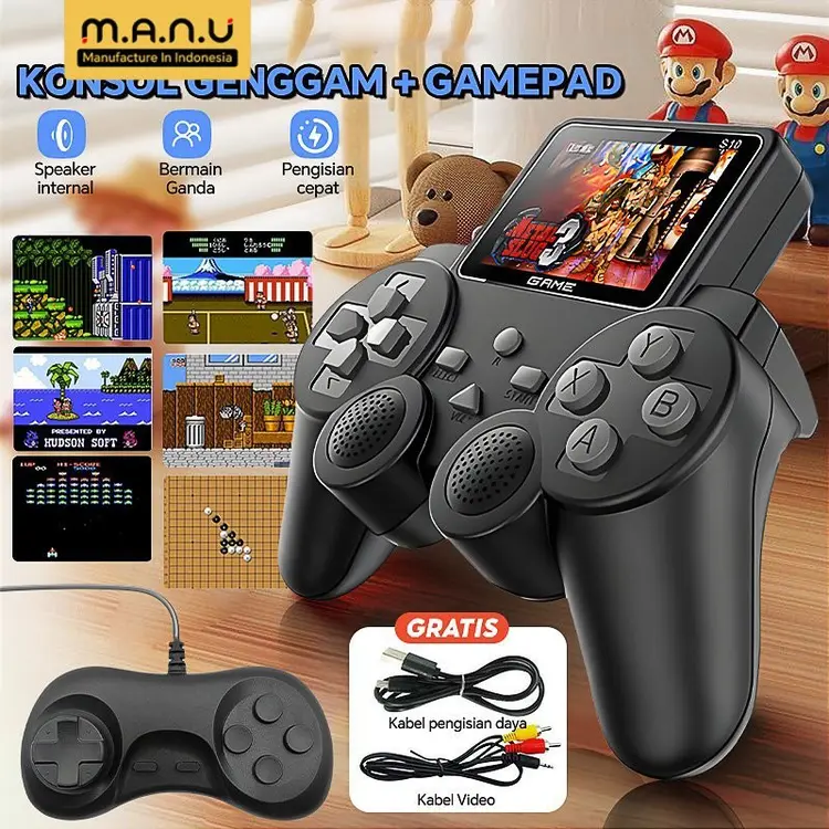 Manu Game Boy S10 Mini Retro 520 Games Klasik Portable Mainan Anak Konsol Permainan  Joy Stick Layar 2.4 inci Bisa 2 Pemain + Koneksi TV