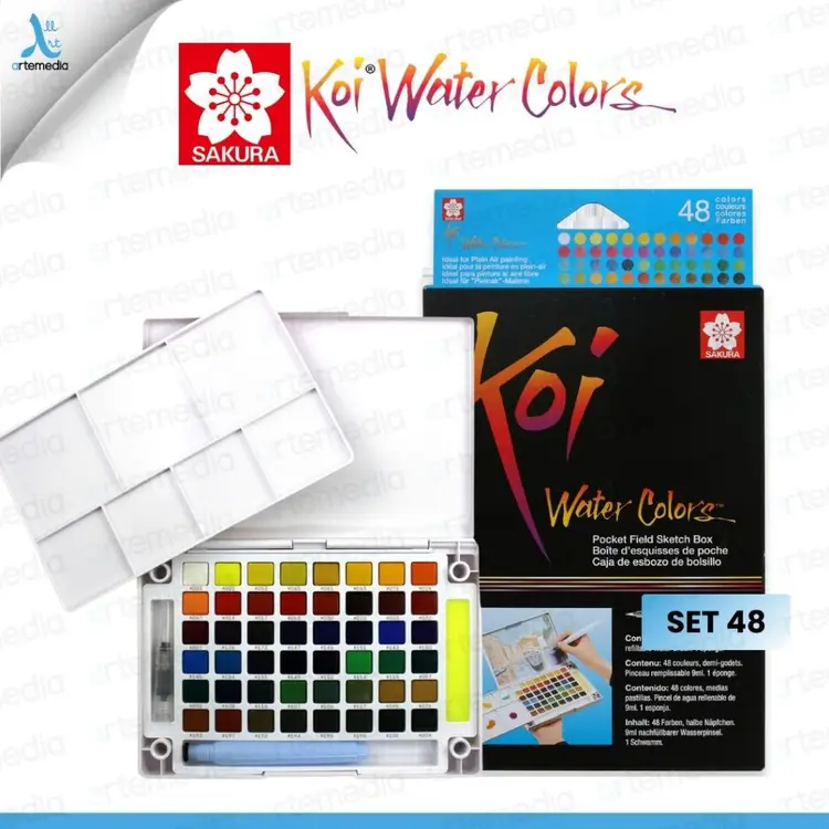 Sakura Koi Watercolor Travel Set 48 Cat Air Pocket Field Sketch Box