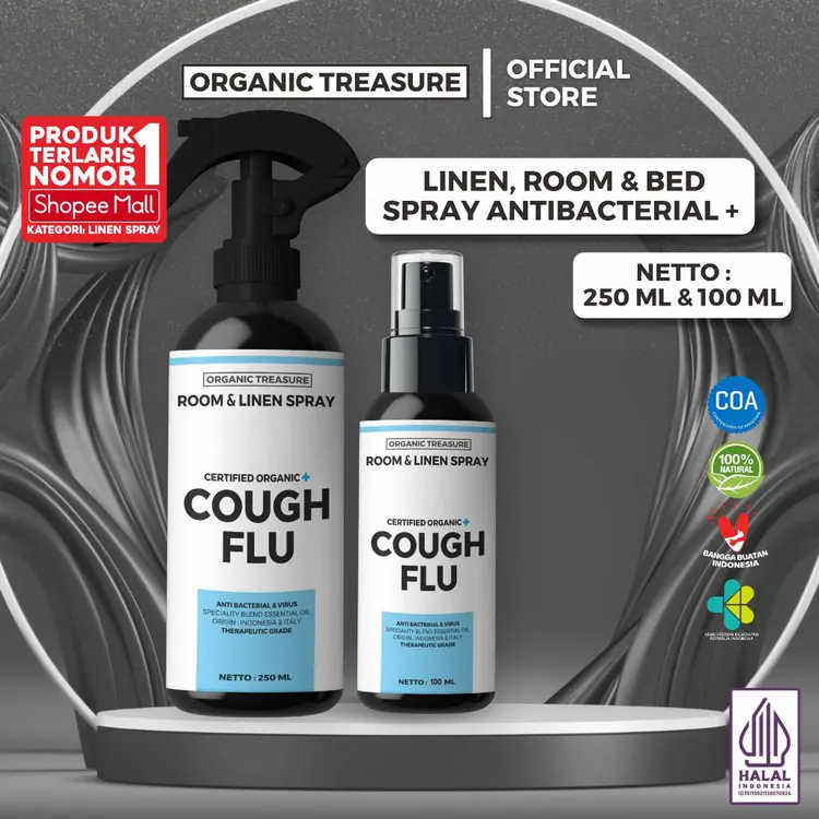 ORGANIC TREASURE - Premium Linen Spray, Room Spray, Bed Spray Antibacterial with Essential Oil Grade+