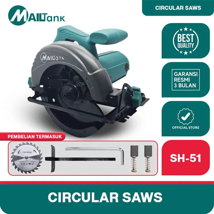Mailtank SH51 Mesin potong kayu Circular Saw 7 inch Untuk Potong Kayu Pemakaian Rumah Tangga gergaji kayu super tajam