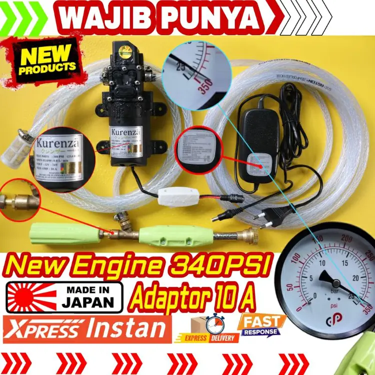KURENZA  MaxPower 340psi 10A Alat Cuci Motor Japan Standard Steam Jet Cleaner Listrik AC/DC