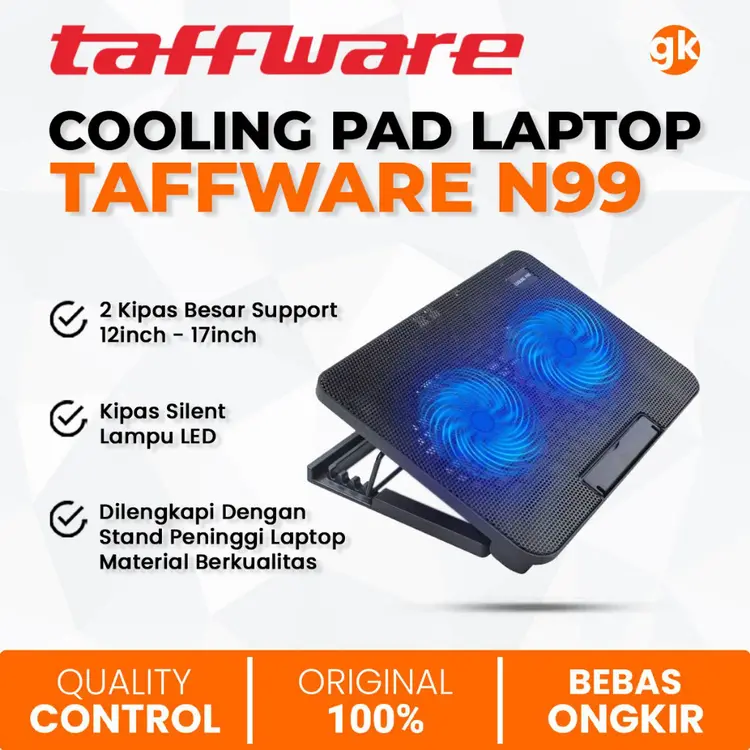 TAFFWARE N99 Cooling Pad Double Fan Laptop Stand Coolingpad Cooler Adjustable Up to 17Inch