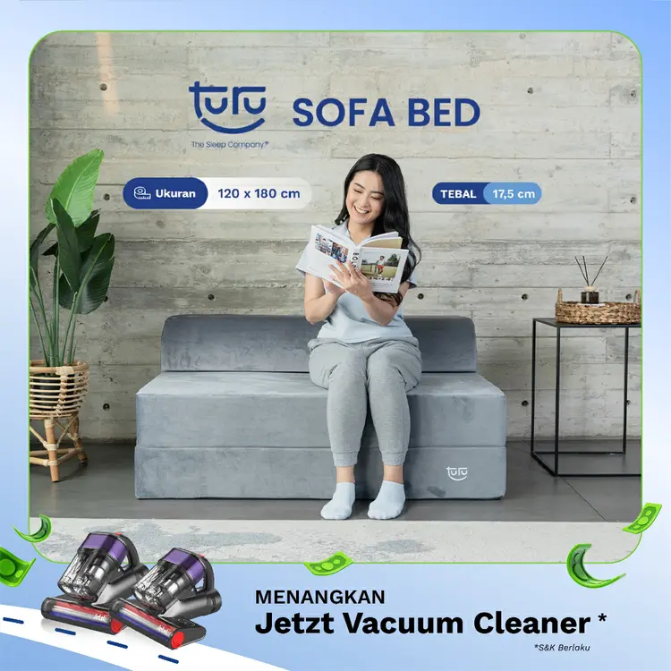 Sofa Bed 2in1 Uk. 120x180 TURU Minimalis Grey / Trifold Kasur Sofa