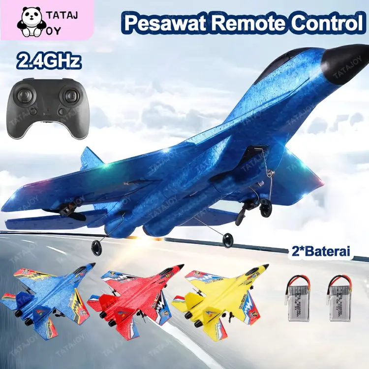 Tatajoy Mainan Pesawat Terbang Remote Control(Dua Baterai)Rc Pesawat Led Pesawat Glider Airplane Foam SU35 Pesawat Mainan Pesawat Airplane Toy