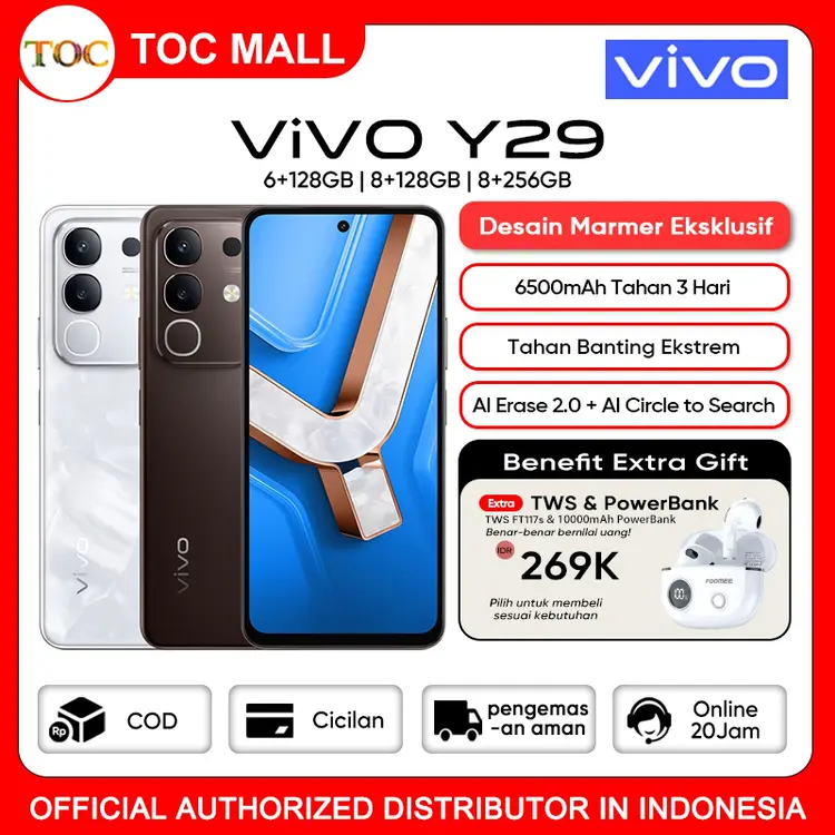 Vivo Y29 6/128GB 8/128GB 8/256GB Garansi resmi original hp vivo terbaru bisa cod gratis ongkir