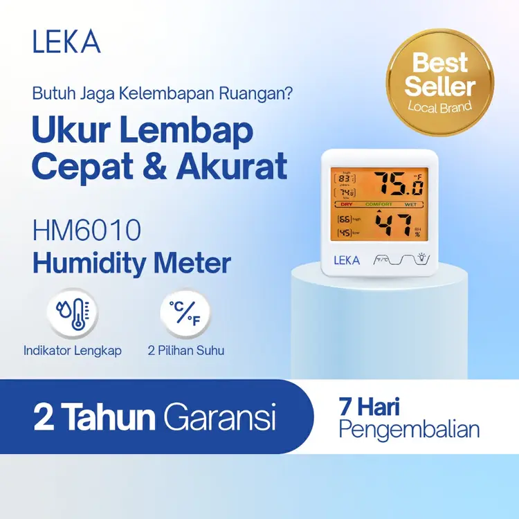 LEKA HM6010 Humidity Meter - Hygrometer Thermometer Ukur Lembab Ruangan