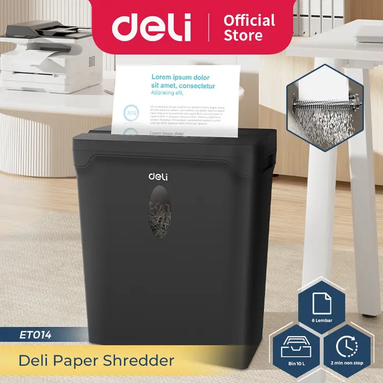 Deli Mesin Penghancur Kertas / Paper Shredder 5 Lembar 5 Menit Non Stop ET014