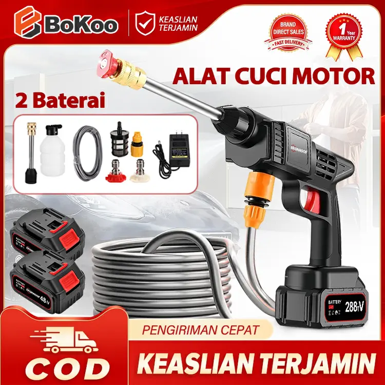 IRONHOOF 288V Alat Cuci Motor Mobil Mesin Cuci Mobil Ac Mobil Screen Sablon Berkualitas Pompa Mesin Staem Power Spayer Alat Portable Nirkabel