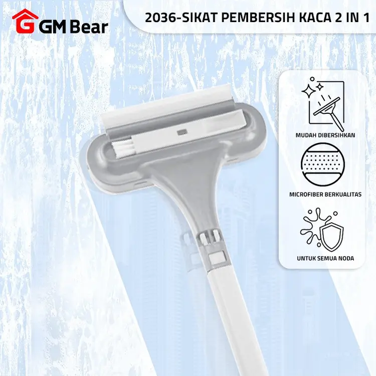 GM Bear Alat Pembersih Kaca Jendela Wiper 2in1 2036 - Pembersih Kaca Wiper Karet Multifungsi