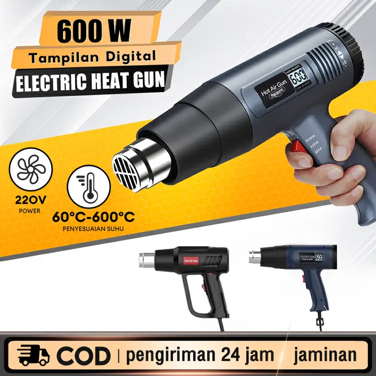 REAIM Heat Gun 220V Air Hot Gun H&L Pro Senapan Panas Pistol Angin Panas Pemanas Stiker Heat Gun Alat Pemanas