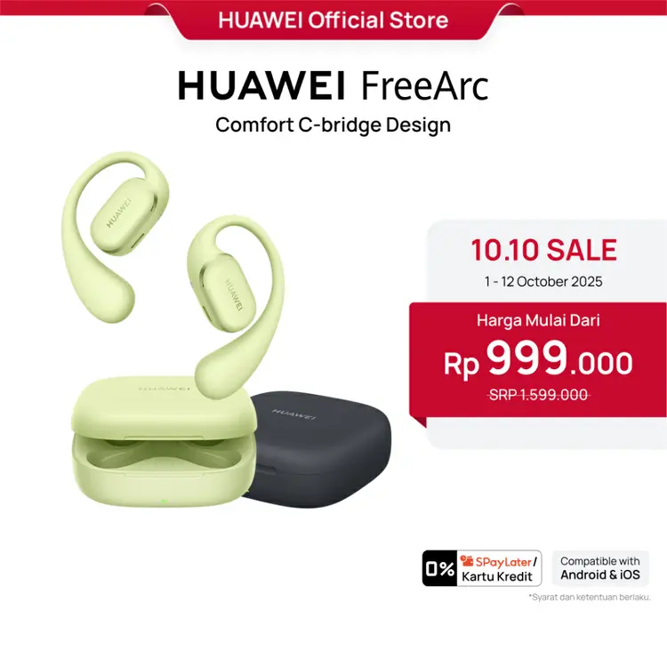 HUAWEI FreeArc TWS Earphone | Earphone Olahraga Nyaman dengan Suara Sejernih Kristal | Tahan Air IP57