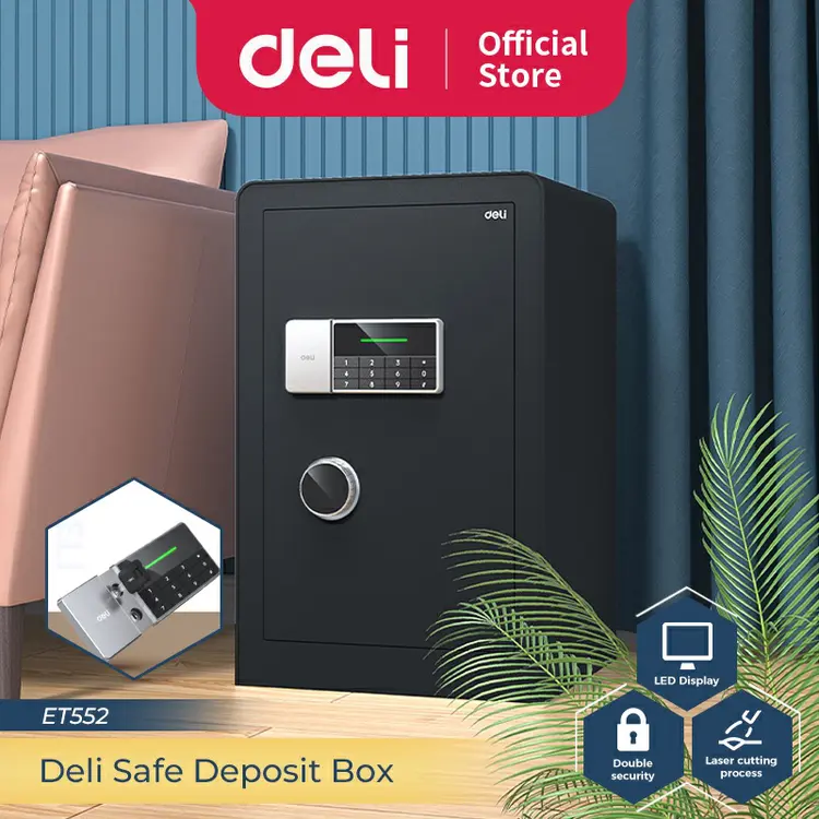 Deli Brankas Besi Digital / Digital Safe Box 38x36x60 cm Double Unlocking Step LED Display ET552