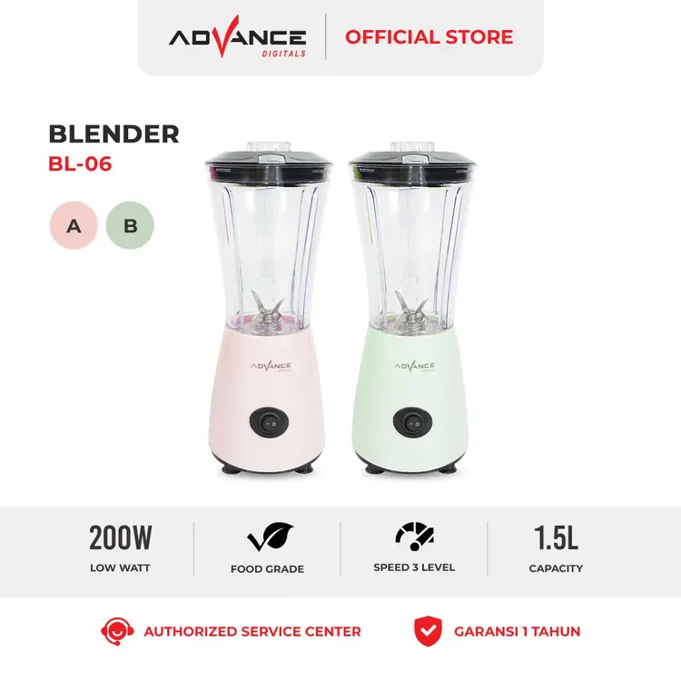 Advance BL-06 Blender Serba Guna Murah 1.2L Chopper Plastik Juicer Advance Bl-06/Bl-6/BL6 180 Watt garansi resmi