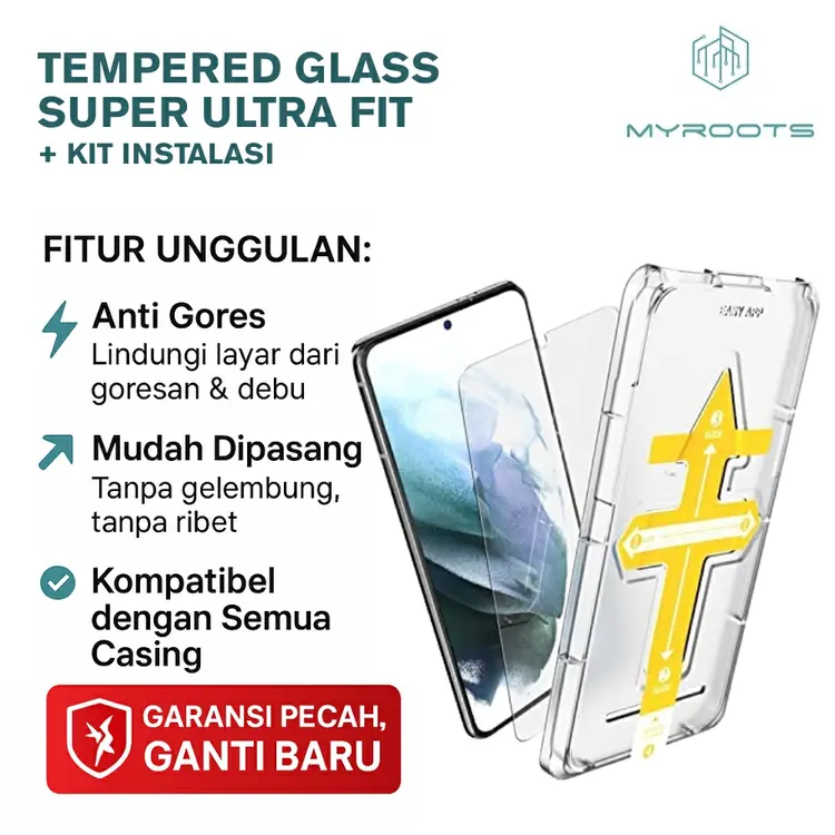 Myroots Tempered Glass Crystal Clear For Samsung S25 S24 S23 Ultra Plus - A56 A36 A16 A55 A35 A15 - A54 5G ESD Super Ultra Fit Automatic Dust Free Magic Screen Protector Full Glue