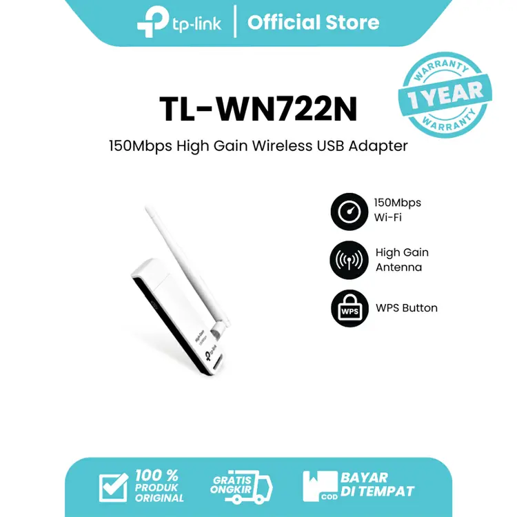 TP-Link TL-WN722N | 150Mbps WiFi Adapter | Wireless USB Adapter |  High Gain | Dongle WiFi | PC MAC