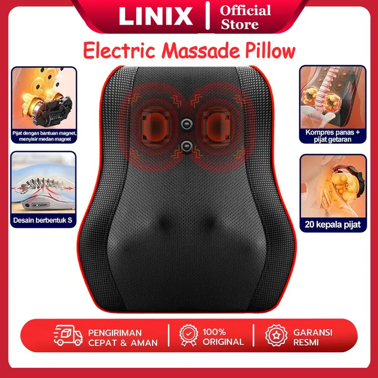 Linix Alat Pijat Punggung / Pijat Bahu Dan Tulang Belakang Leher Multifungsi / Bantal Pijat Elektrik / Bantal Pijat
